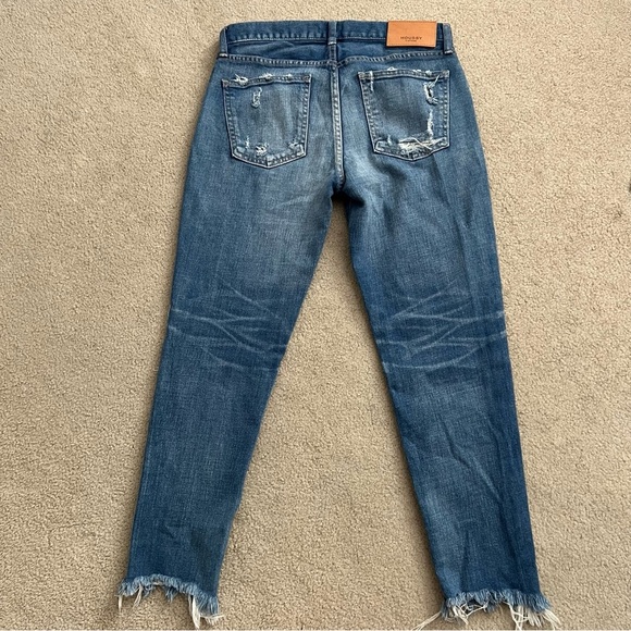 MOUSSY VINTAGE Ridgewood Ripped Crop Skinny Jeans Japanese Denim in Medium Blue - Picture 6 of 12
